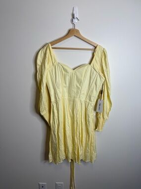 Corset story Yellow Long Sleeve Sweetheart Neck Mini Dress 34”